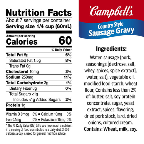 Country 13.8 Oz (Pack 3) Campbell's Style Sausage Gravy, Can