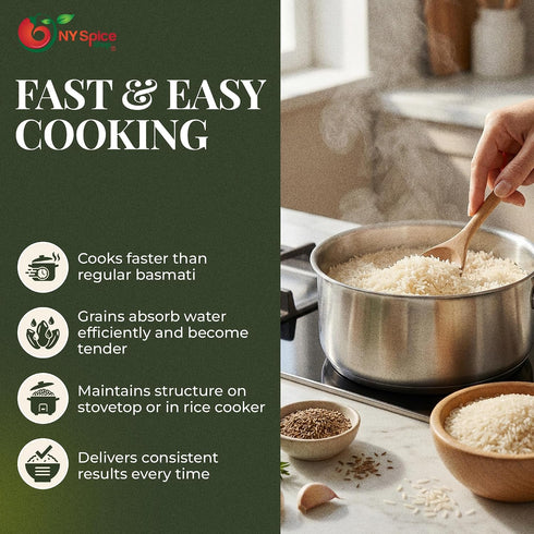 3 NY Spice Shop Baby Basmati Rice - Pound Short Grain Basmati Rice for Cooking and Culinary Use - Fine Slender Grain