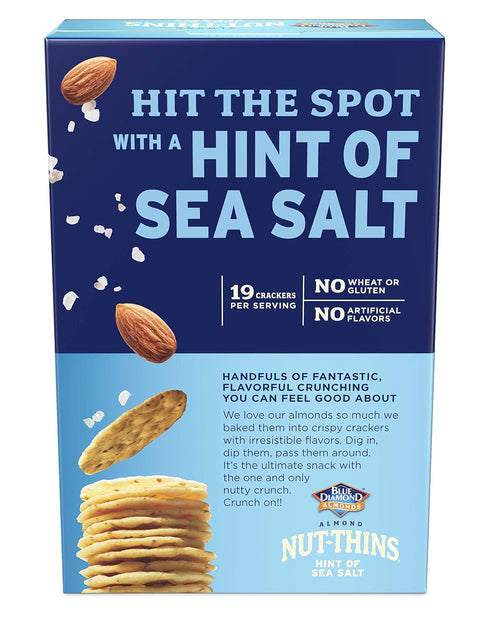 Blue Diamond Almonds Nut-Thins Gluten Free Cracker Crisps, Hint Of Sea Salt, Family Size, 7.7 oz (Pack of 1)