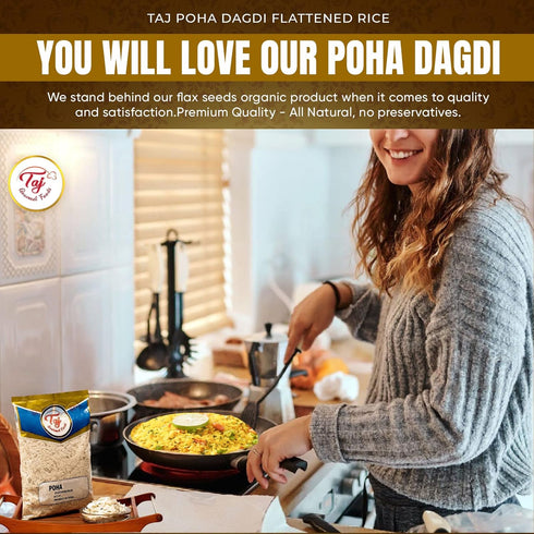 TAJ Gourmet Foods 2-Pounds TAJ Poha Dagdi Flattened Rice, Powa Dagdi, Powa