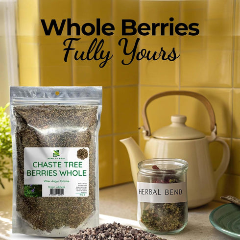 4oz, Herb To Body Chaste Tree Berry Whole Wildcrafted and Dried Vitex Berry for Chasteberry Tea for Womens Wellness