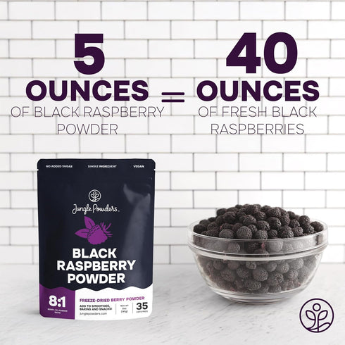 5 3rd Black Raspberry Powder Ounce Bag - Party Lab Tested Freeze Dried Raspberries Fruit Whole Berry for Baking