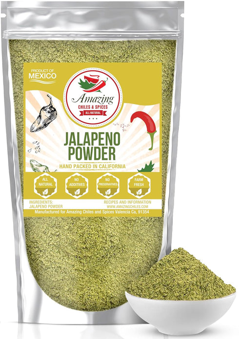 Jalapeno Powder Seasoning 4oz - Natural Premium Spice for Chili, Salsa, Stews, Tacos, Medium to High Heat