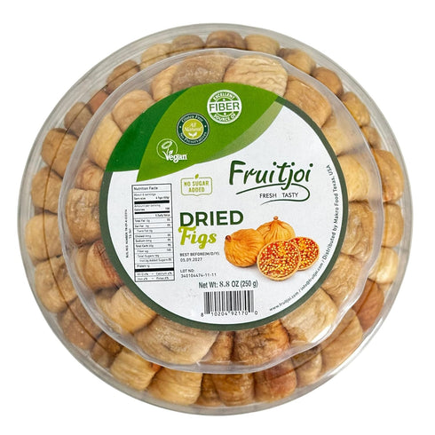 8.8 oz (250 Fruitjoi Turkish Dried Figs Premium Natural Figs, No Added Sugar, High Fiber Vegan Snack, Resealable