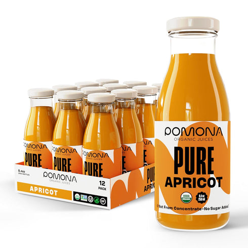 Pomona Organic Apricot Juice, Cold Pressed USDA Organic Juices, 100% Apricots, No