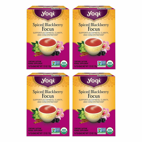 Yogi Tea Spiced Blackberry Focus - 16 Bags per Pack (4 Packs)