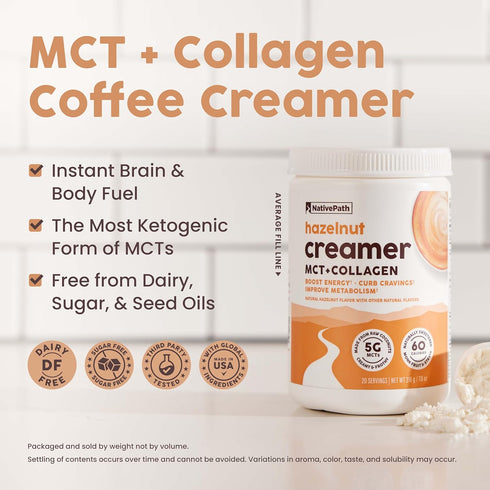 (7.6OZ) NativePath Keto Coffee Creamer Powder Hazelnut Keto-Friendly, Non-Dairy & Low Sugar Creamer. Made