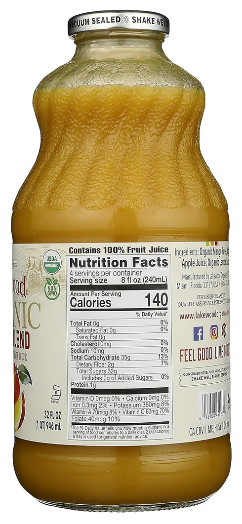 32-Ounce (Pack 6) Lakewood Organic Mango Juice Blend, Bottles