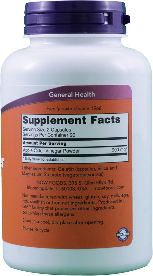 450mg, 180 Count, Pack 2 Now Foods Apple Cider Vinegar