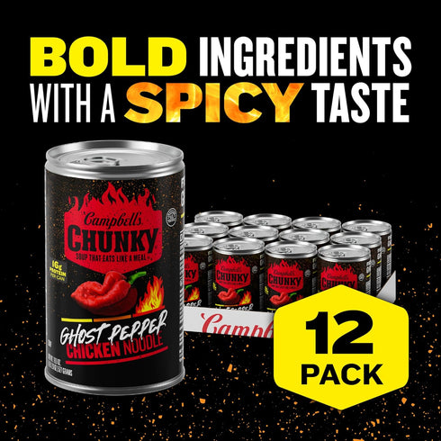 18.6 oz (12 Pack) Campbell's Chunky Ghost Pepper Chicken Noodle Soup, Can