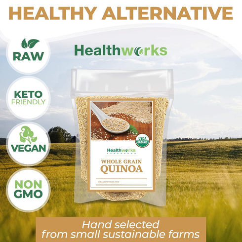80 Oz 5 Lbs Healthworks Superfoods Organic Quinoa White Whole Grain Raw - / - Protein, Fiber & Iron - Peruvian Origin