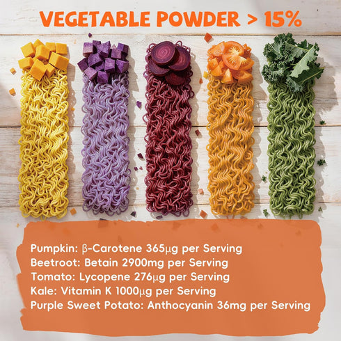 SUNGIVEN 3 2.47 OZ (Pack 10) Organic Ramen Noodles Mixed Vegetable Healthy Low Sodium Ready in Minutes Non-Fried