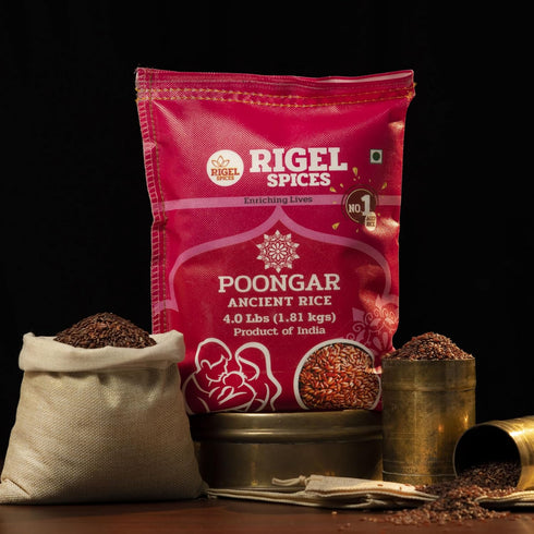(4Lbs) 12+ Rigel Spices | Poongar Red Rice | Ladies special | GLUTEN FREE | AGED MONTHS | Ancient grain from India