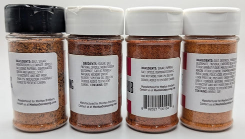 Meehan's Seasoning Set Pack Set, 4 Pack Meehans BBQ Seasoning Gift Variety with Ribeye, Pork & Chicken, Rib Rub & BBQ
