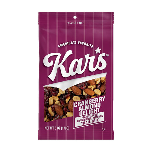 Kar's Nuts Cranberry Almond Trail Mix 6oz Bag (Pack of 12) Kars