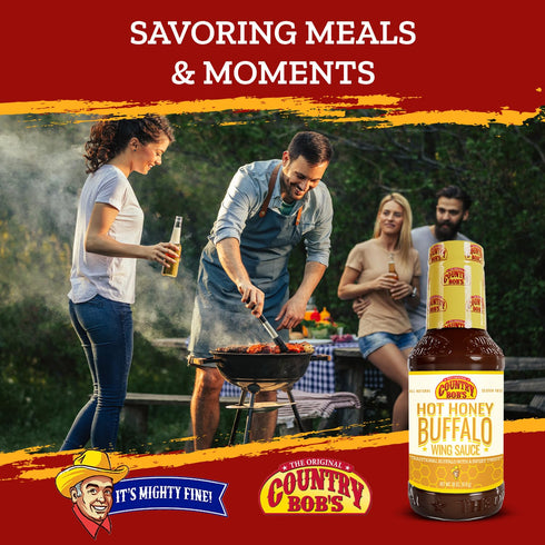 Country 18oz (Pack 2) Bob's Hot Honey Buffalo Wing Sauce - Traditional Buffalo with Sweet Twist, Small Batch, Ideal