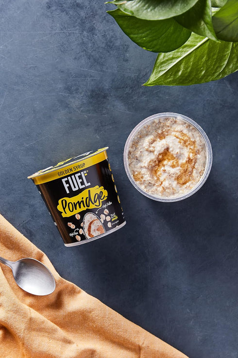Fuel 10k FUEL10K 8 70g, 560g Breakfast Cereal Porridge Pots, Golden Syrup, x Total Weight, High Fiber, High Protein