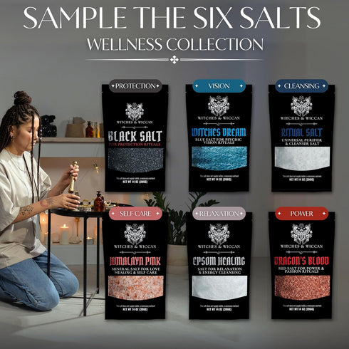 Pack Ritual Salt Starter Collection for Ceremony and Spell Handcrafted Negative Energy Protection Crystals