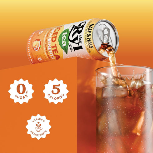 16.0 Oz (12-Pack) Ryl Iced Tea, Half & Half, Antioxidant Superblend, No Artificial Ingredients, Fl