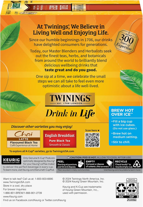 24 Count (Pack 2), Twinings Earl Grey Black Tea K-Cup Pods for Keurig, of Flavoured with Citrus and Bergamot