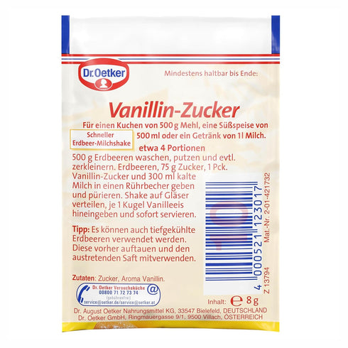 0.28 8 Pack 10 Dr. Oetker Vanilla Sugar (Vanillin Zucker) - Ounce - g