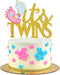 LHCING It's Twins Gender Reveal Cake Topper - Baby 1st Birthday Loveable Gold