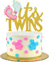 LHCING It's Twins Gender Reveal Cake Topper - Baby 1st Birthday Loveable Gold