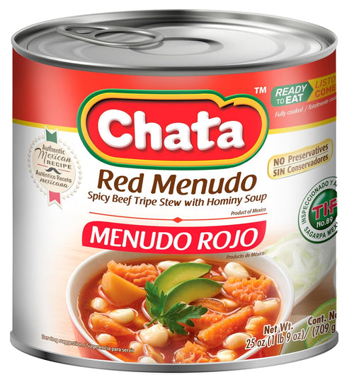 25 oz Pack 3 Chata Red Menudo, Beef beef belly Stew with Hominy Corn, Can
