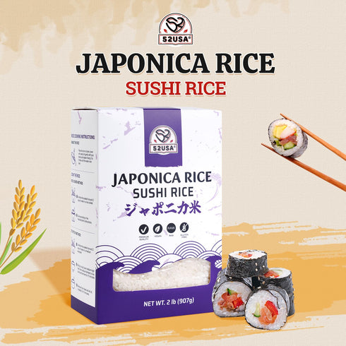 52USA 2 (32 Sushi Rice Pound Ounce), Premium Short Grain Rice, White Sticky Rice for Sushi and Japanese Food