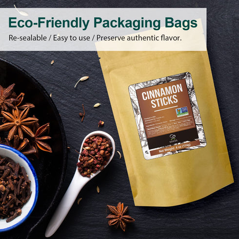 4oz Set, Soeos Cinnamon Sticks Bulk + Star Anise Whole + Whole Cloves Bulk, Each, All Natural, No Preservative, Starter