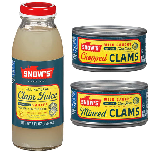 Snow's Clams Pantry Bundle - 1 Bottle Clam Juice, 1 Can Chopped