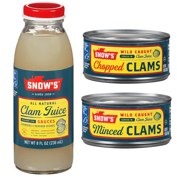 Snow's Clams Pantry Bundle - 1 Bottle Clam Juice, 1 Can Chopped