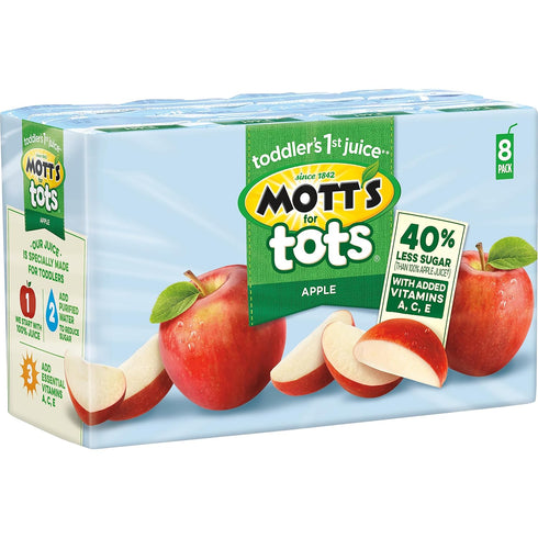 6.75 Oz 32 Count (4 Packs 8), 40% 100% Mott's For Tots Apple, Fl Boxes, Of Juice With Purified Water, Good Source