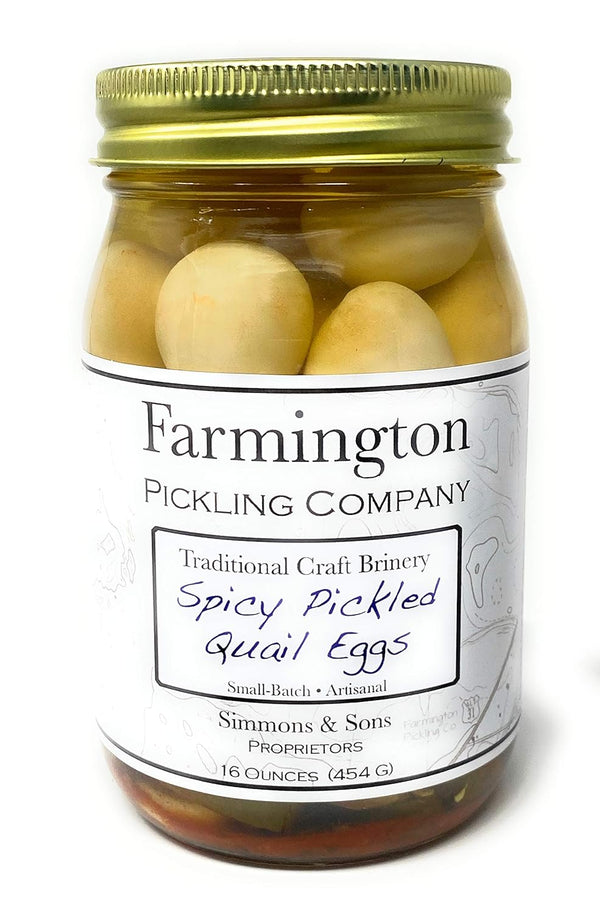 Farmington Pickling Company Pickled Quail Eggs (Spicy) - 16 Ounce Jar
