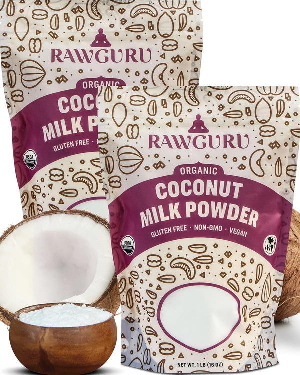 RawGuru Organic Coconut Milk Powder - Vegan & Nutrient-Dense Powder with Iron