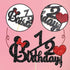 Happy 1/2 Birthday Cake Topper - Black and Red Glitter Mouse Theme Baby Shower Sign for 6 Months Birthday Party