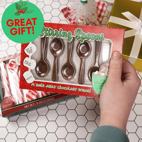 Pack 5 Needzo Ultimate Stirring Spoon Assortment, Chocolate and Caramel Edible Spoons for Hot Cocoa and Gourmet Gift