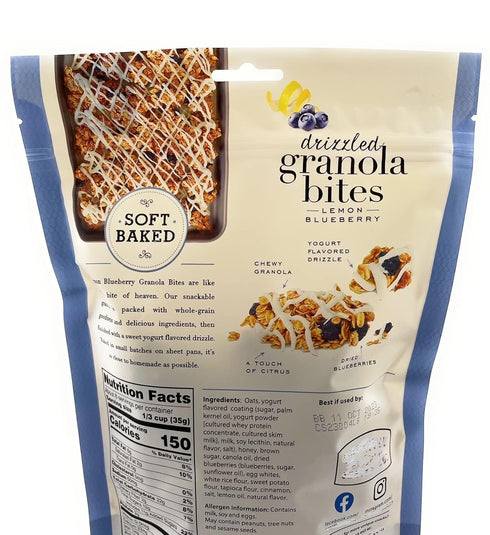 Generic 10oz/284g Pack 1 Lemon Blueberry Drizzled Granola Bites Gluten Free