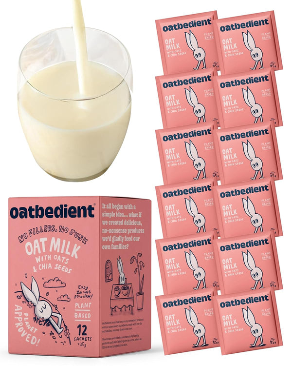 Oatbedient 10 oz Oat Milk Powder, 12 Sachets, Non-Dairy Milk Powder, NGMO,