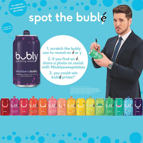 15 12 oz (18 Pack), Bubly Sparkling Water, Flavor Sampler, fl Cans, Blue