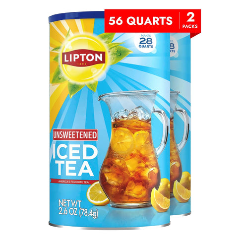 Lipton Iced Tea Mix, Unsweetened Lemon Flavor Black Iced Tea, Makes 28