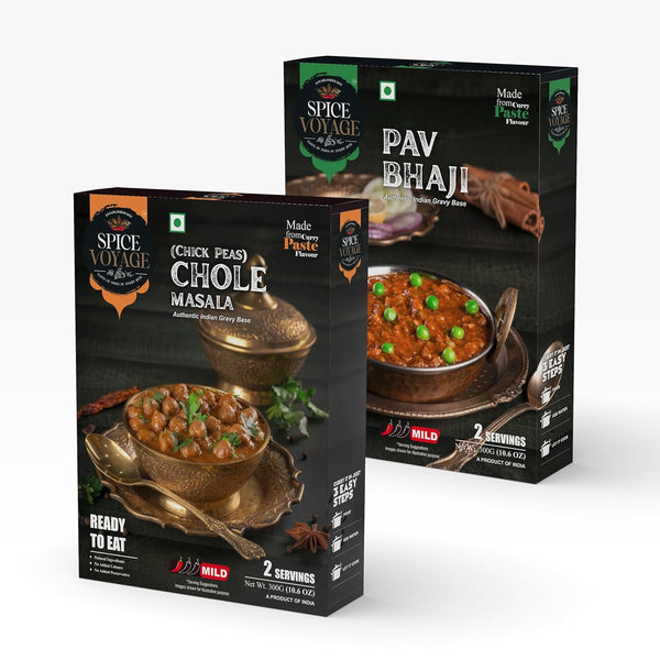 SPICE VOYAGE Curry Paste 2 Pack Combo - Indian Chickpeas Masala & Pav Bhaji