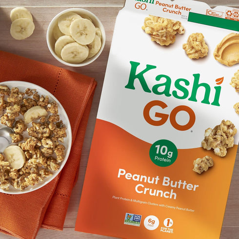13.2oz (1 Kashi GO Cold Breakfast Cereal, Vegan Protein, Fiber Cereal, Peanut Butter Crunch, Box Box)