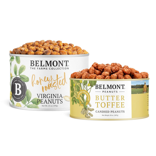 Belmont Peanuts Gourmet Virginia Peanuts, Butter Toffee, 20 oz + Honey Roasted,
