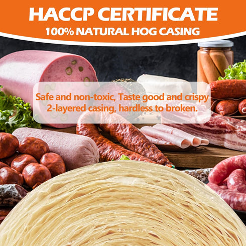 Tool-8m/26ft,32mm HAIKISS Edible Drying Sausage Casing, Natural Sausage Casings for Flavorous Homemade Sausages