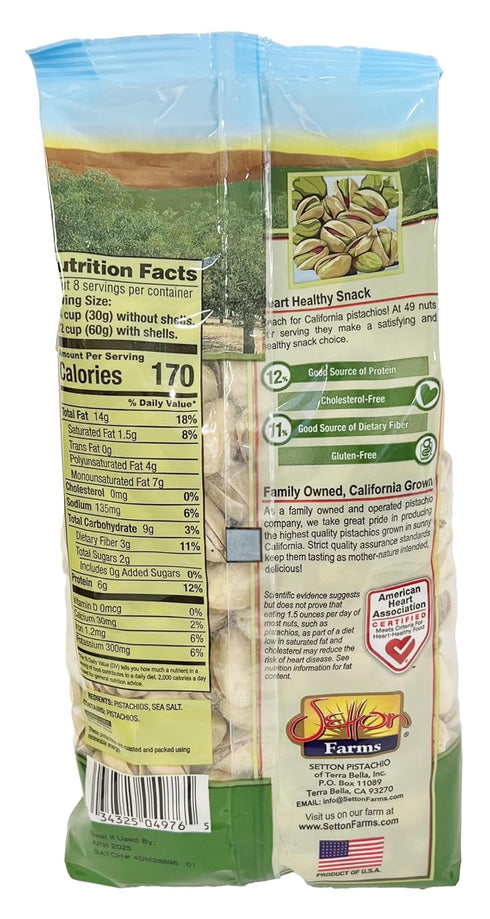 Setton 1 (16 Farms Dry Roasted and Salted Pistachios, Premium California In Shell Pistachios, pound Bag Ounce)