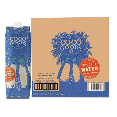 CocoGoodsCo Single-Origin 100% Natural Coconut Water (33.8 FL OZ / 6 pack)