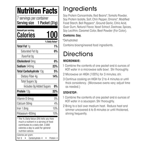 12g 4g (7ct) WonderSlim Protein Meal, Zesty Vegetable Chili w/Beans, Protein, Fiber, Gluten Free