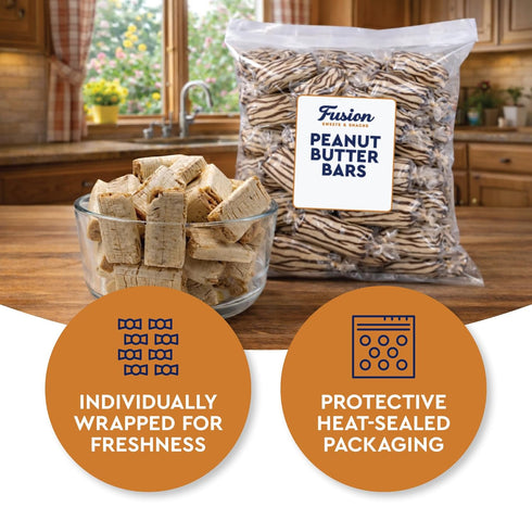 1 60 Peanut Butter Bars Candy - Pound (Approx Pieces), Peanut Butter Candy Bars In Bulk Bag, Individually Wrapped Old