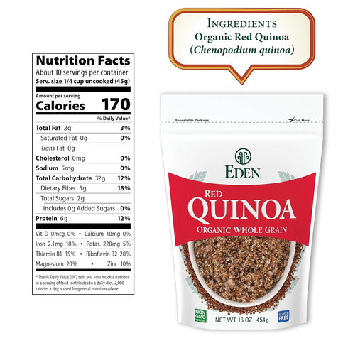 16 oz Eden Organic Red Quinoa, Bag, Imported, Andean